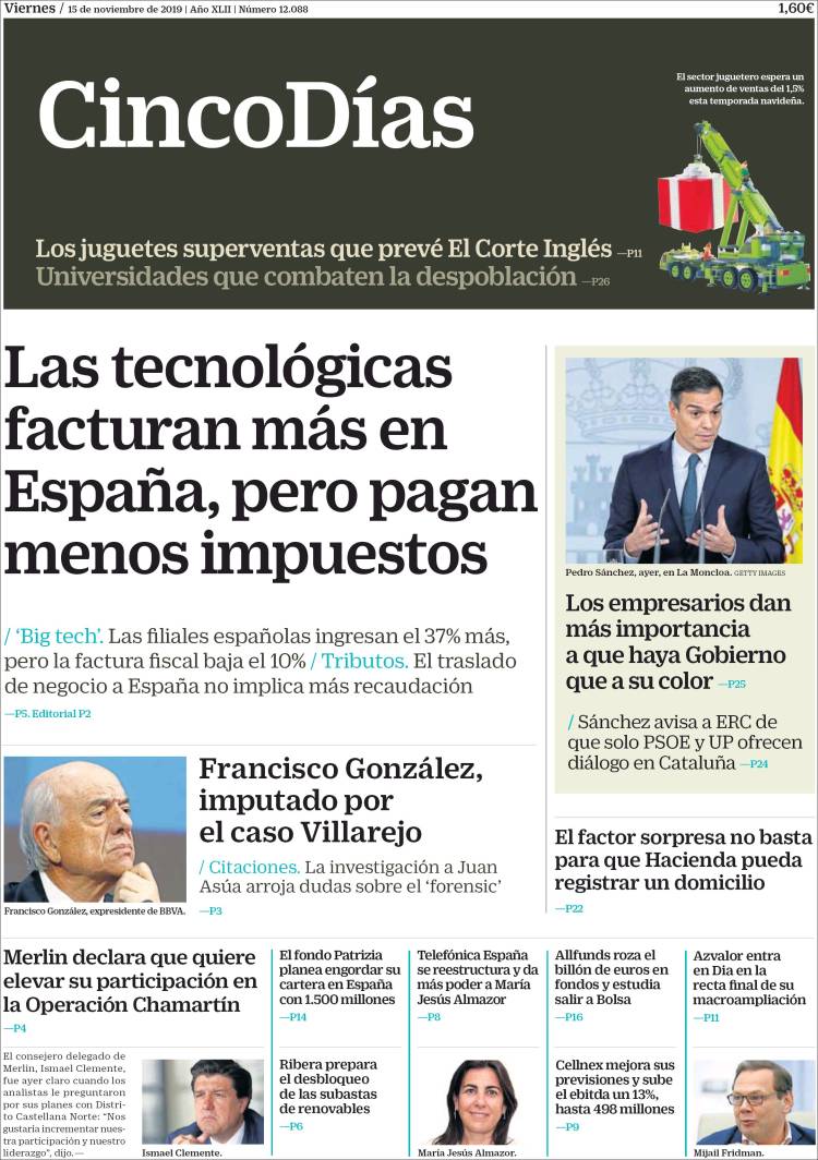 Portada de Cinco Días (Espa&ntilde;a)