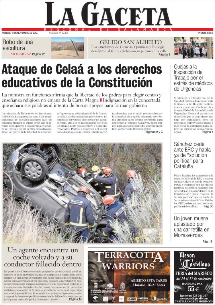 Portada de La Gaceta de Salamanca (Espa&ntilde;a)