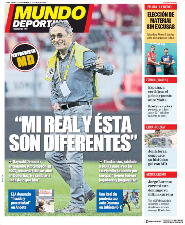 Portada de Mundo Deportivo Gipuzkoa (Espa&ntilde;a)