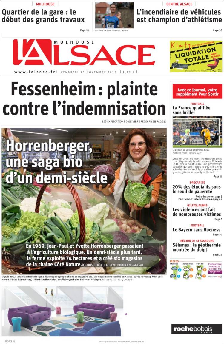 Portada de Journal L'Alsace (Francia)