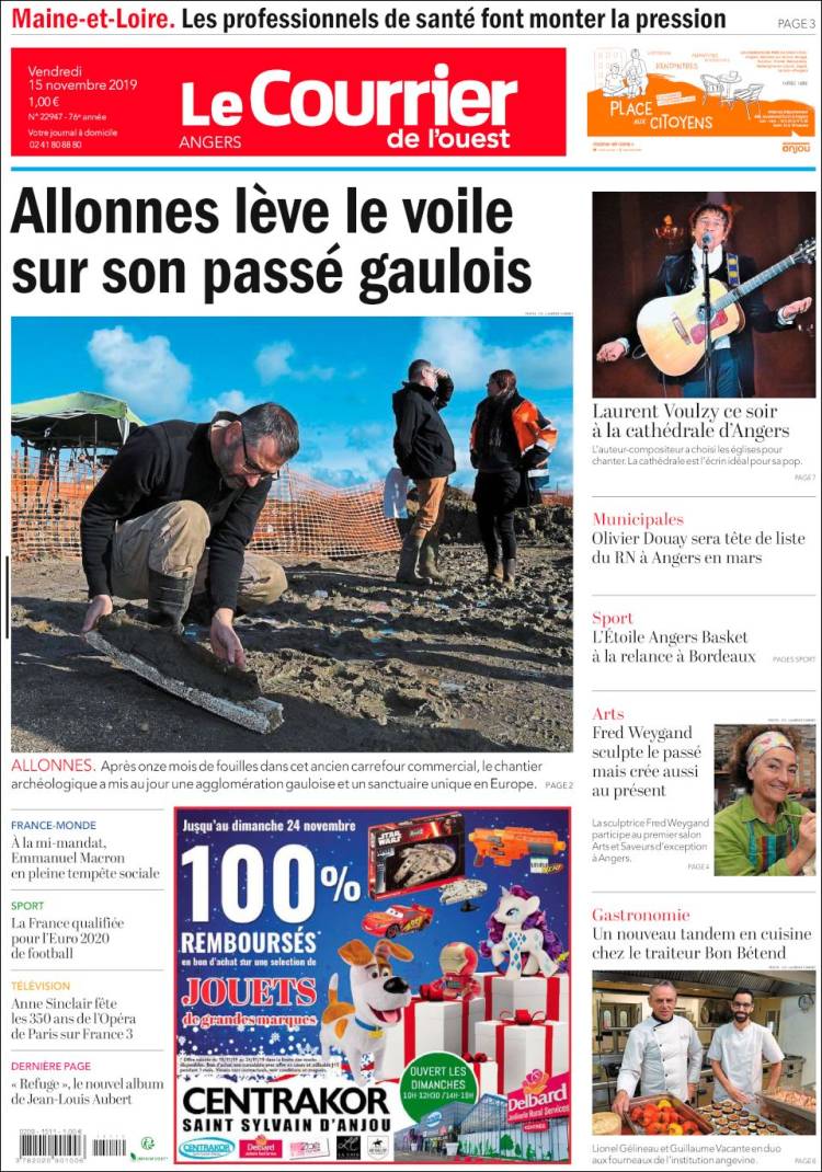 Portada de Le Courrier de l'Ouest (Francia)