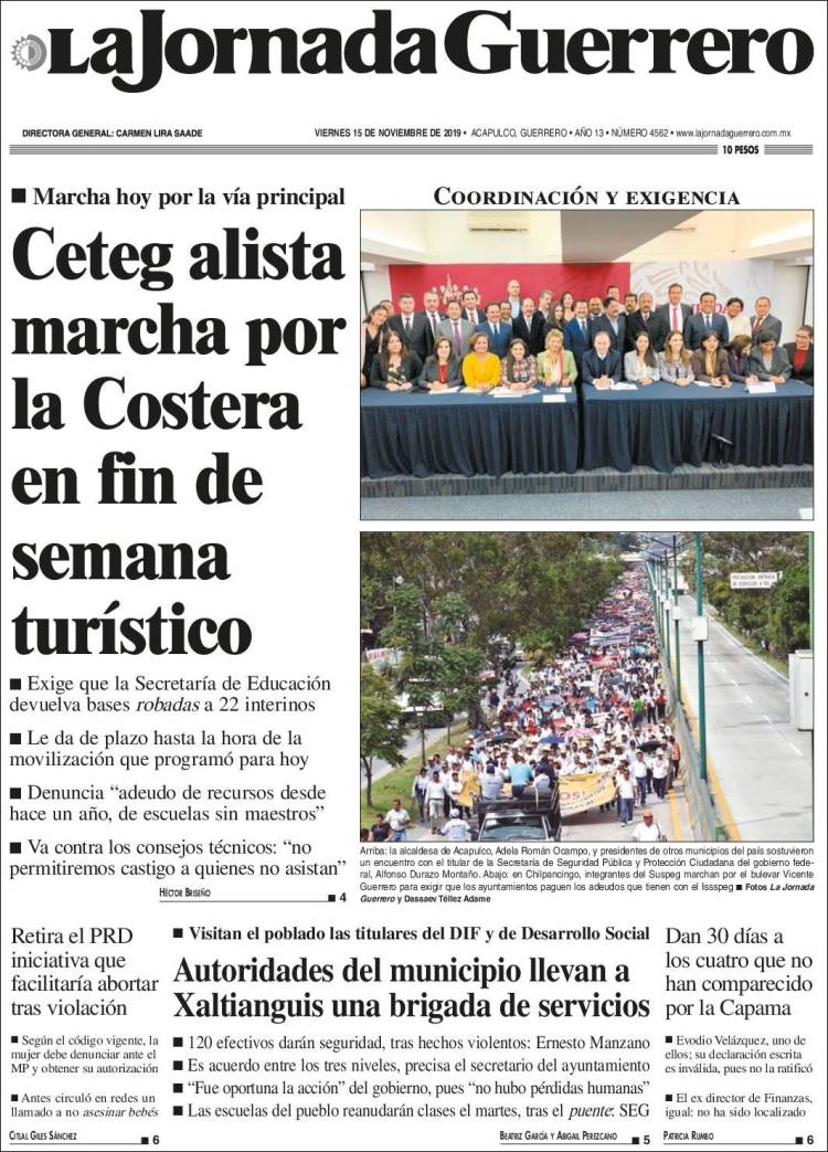 Portada de La Jornada de Guerrero (M&eacute;xico)