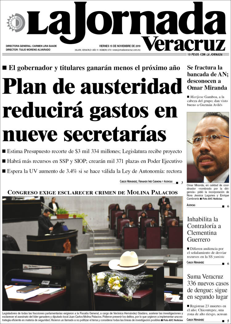 Portada de La Jornada Veracruz (M&eacute;xico)