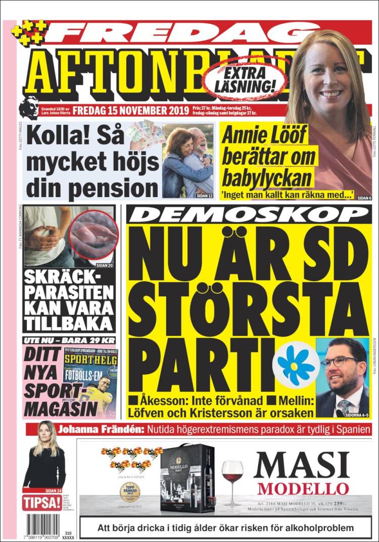 Portada de Aftonbladet (Suecia)