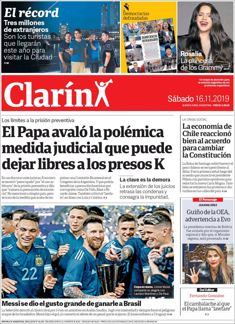 Portada de Clarín (Argentina)