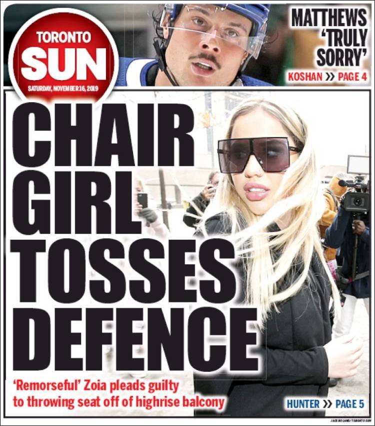 Portada de The Toronto Sun (Canadá)