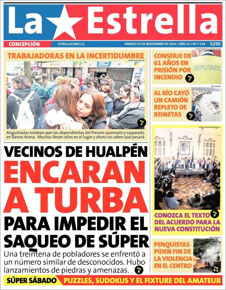 Portada de La Estrella de Concepción (Chile)