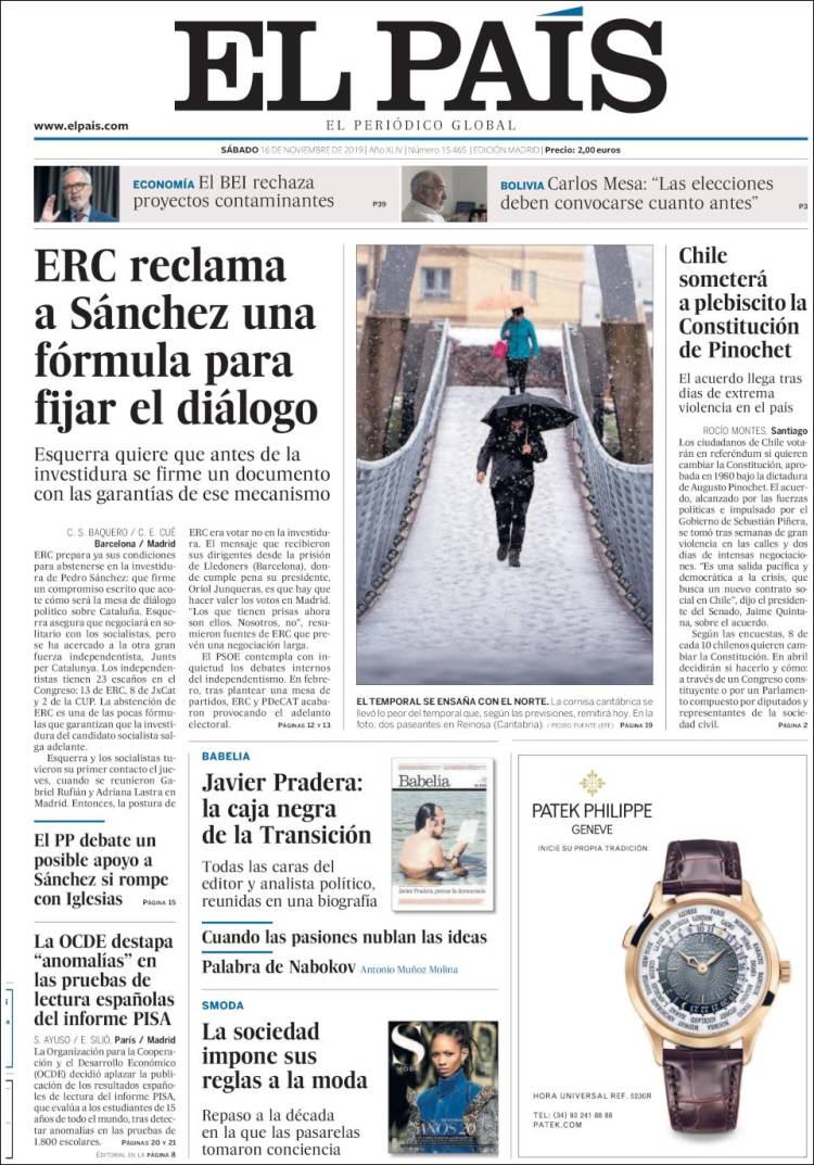 Portada de El País (España)