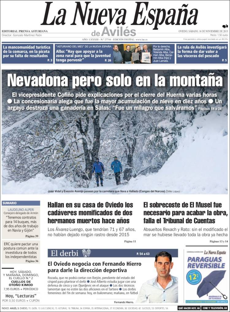 Portada de La Nueva España - Avilés (España)