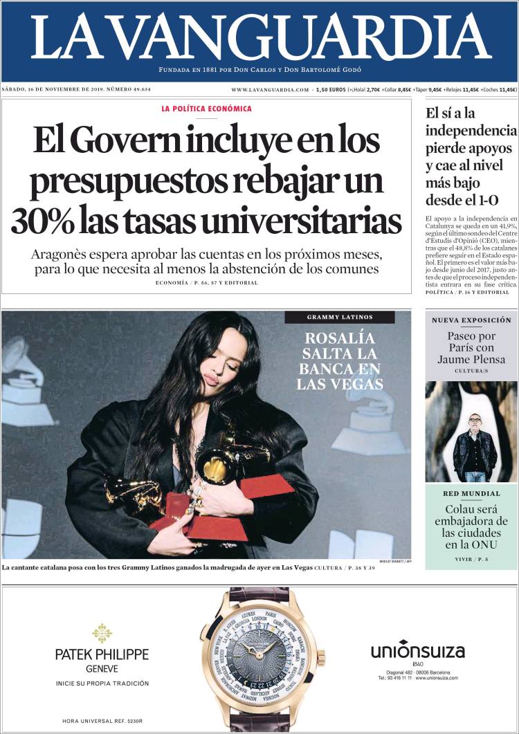 Portada de La Vanguardia (España)