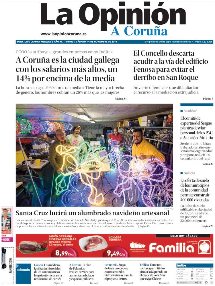 Portada de La Opinión de A Coruña (España)