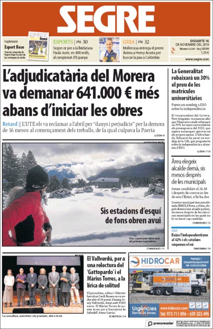 Portada de Segre (España)