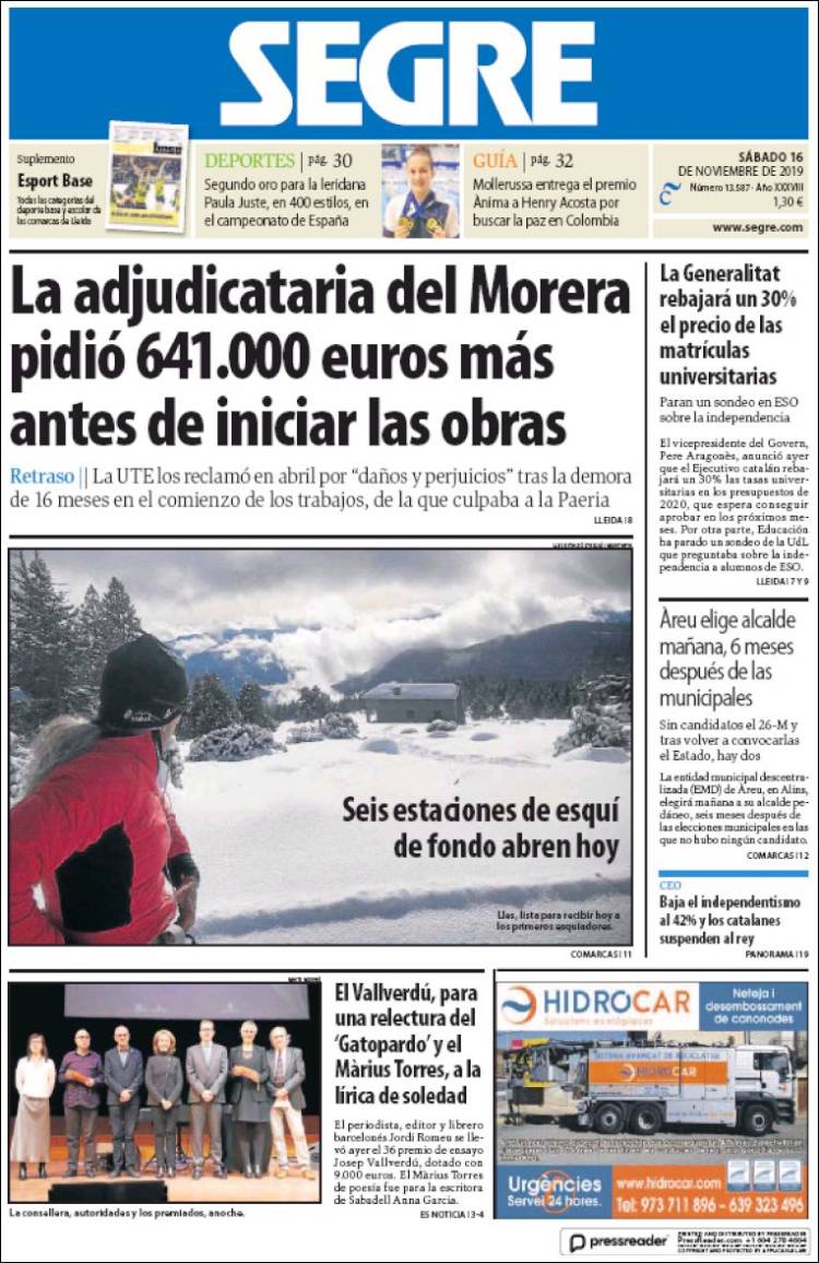 Portada de Segre  (España)