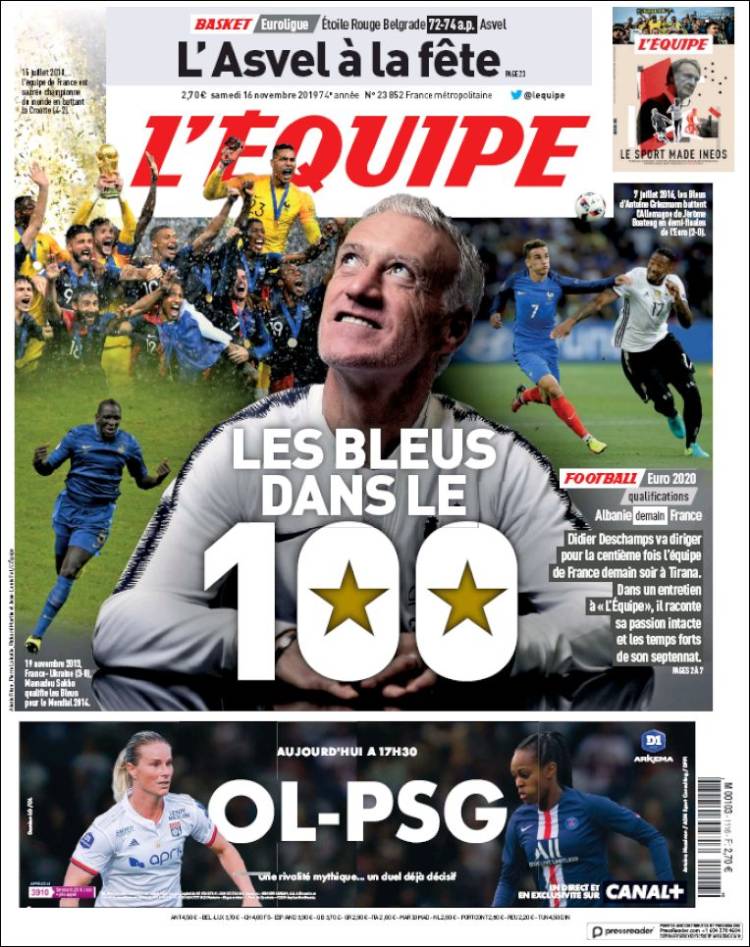 Portada de L'Equipe (Francia)