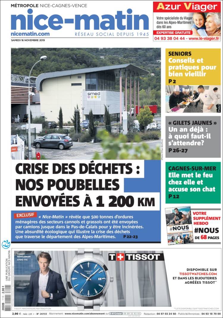 Portada de Nice-Matin (Francia)