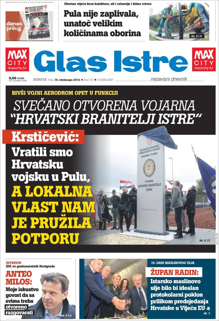 Portada de Glas Istre (Croacia)