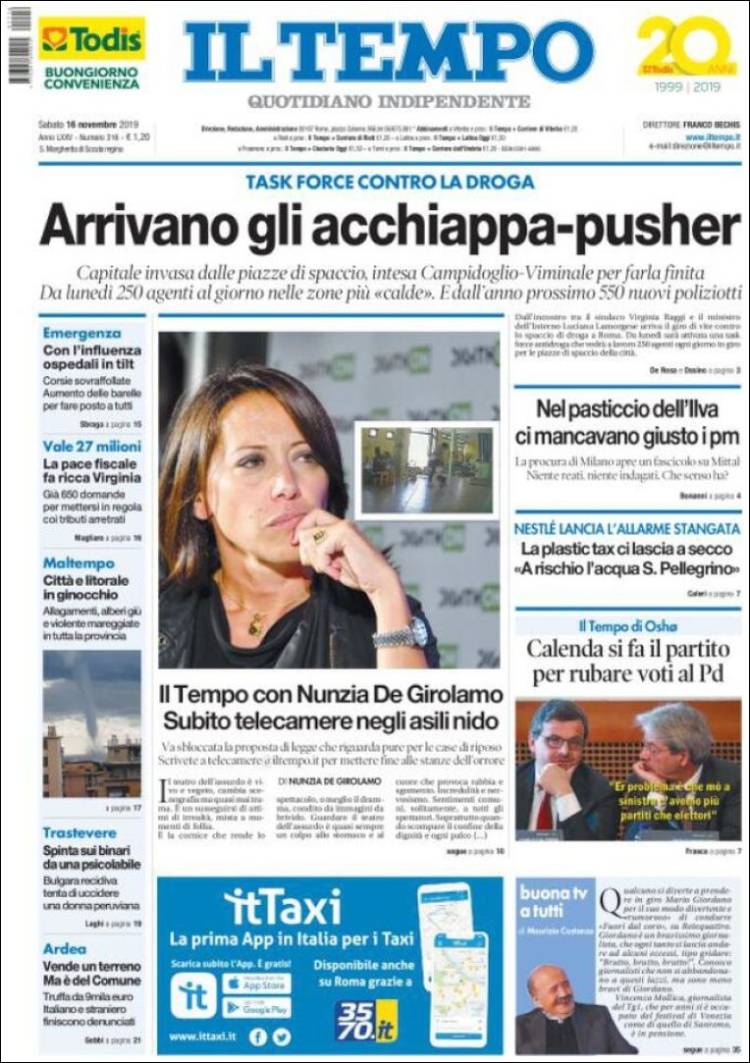 Portada de Il Tempo (Italia)