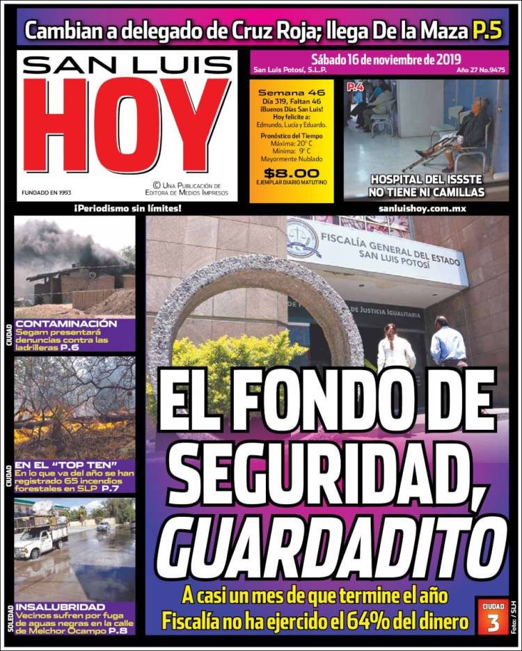 Portada de San Luis Hoy (M&eacute;xico)