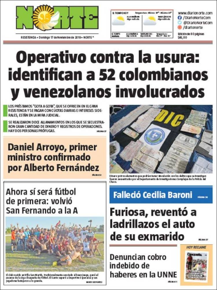 Portada de Diario Norte (Argentina)
