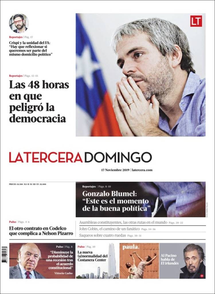 Portada de La Tercera (Chile)