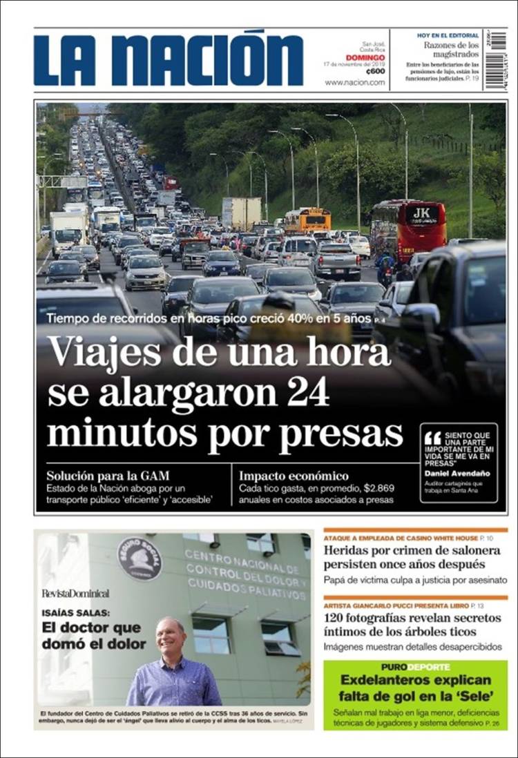 Portada de La Nación - Costa Rica (Costa Rica)