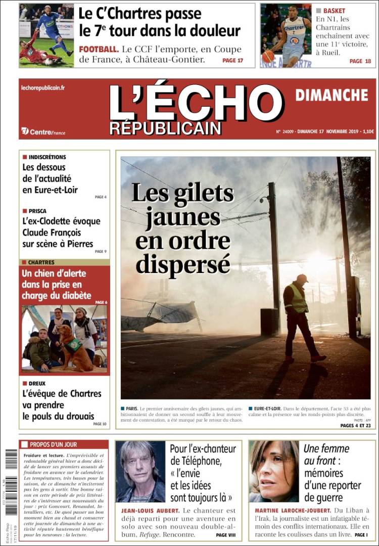 Portada de L'Echo Républicain (Francia)