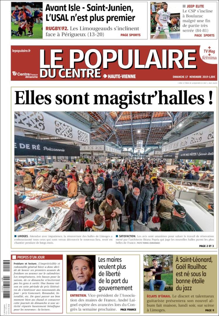Portada de Le Populaire du Centre (Francia)