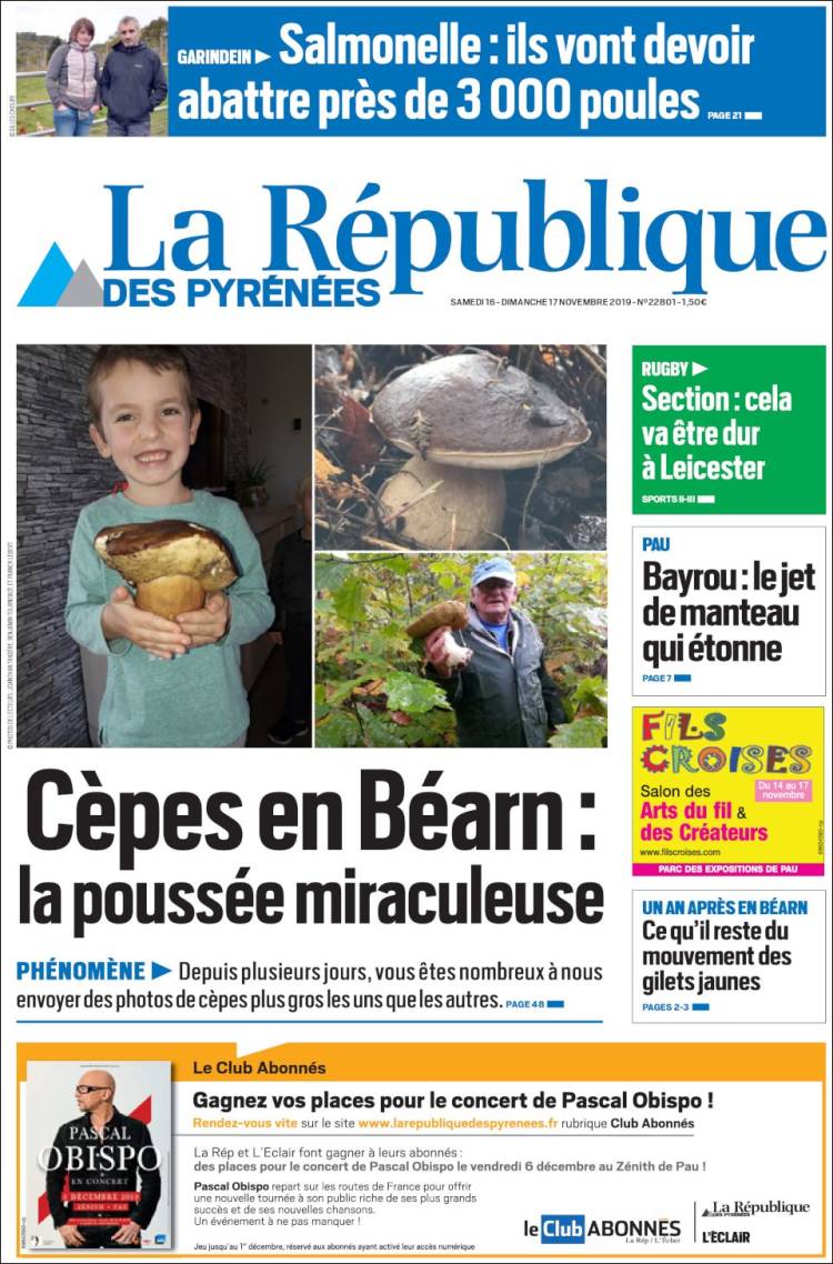 Portada de La République des Pyrénées (Francia)