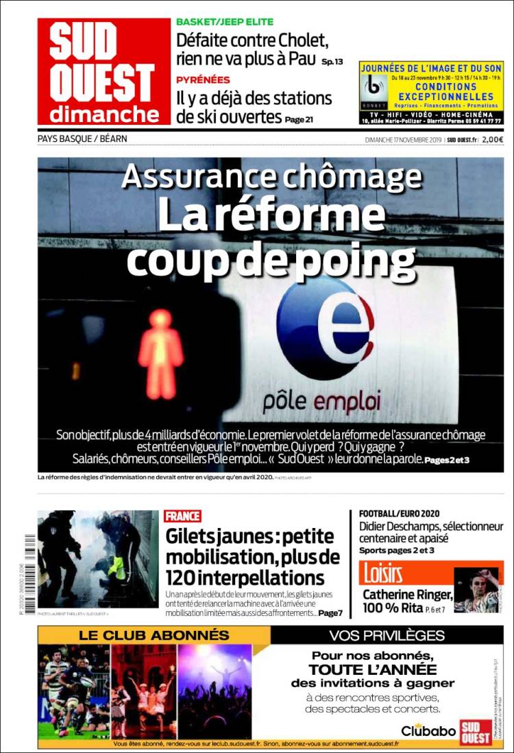 Portada de Sud Ouest (Francia)
