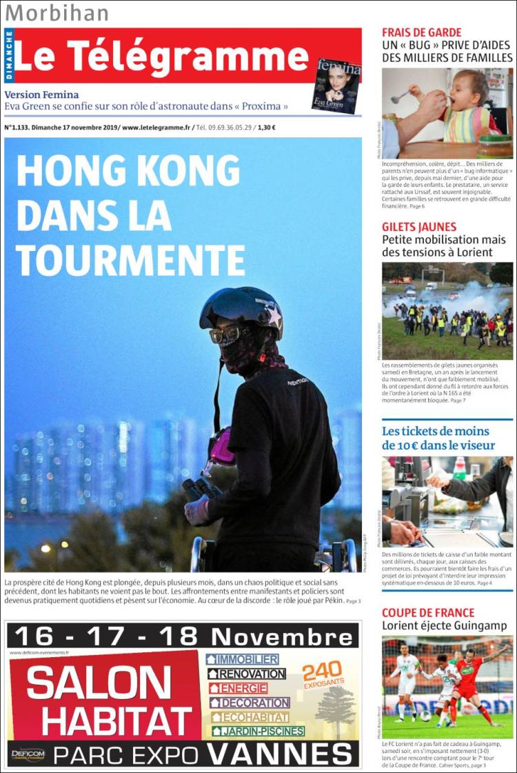 Portada de Télégramme (Francia)