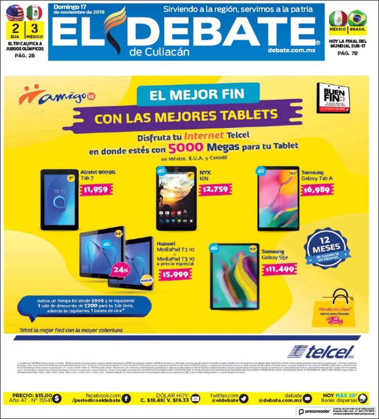 Portada de El Debate de Culiacán (M&eacute;xico)