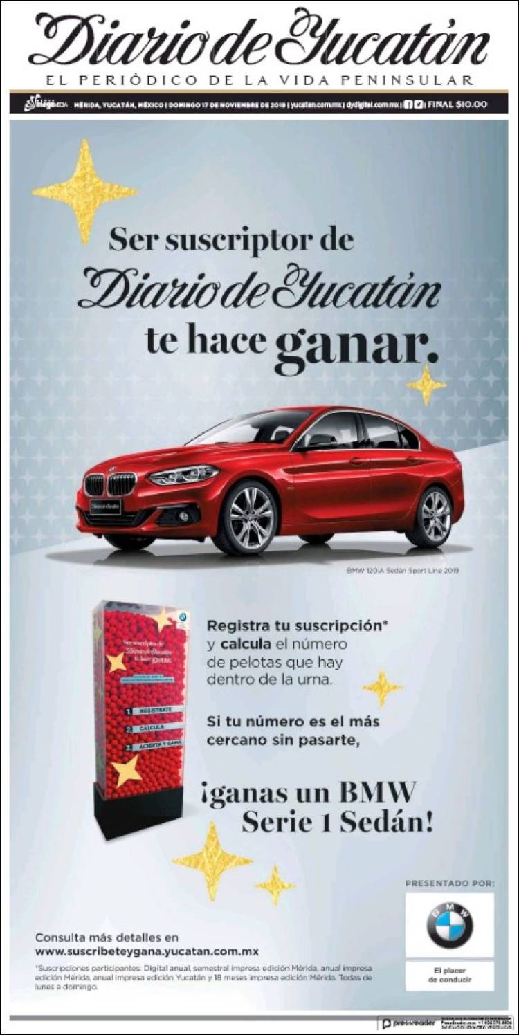 Portada de Diario de Yucatán (M&eacute;xico)