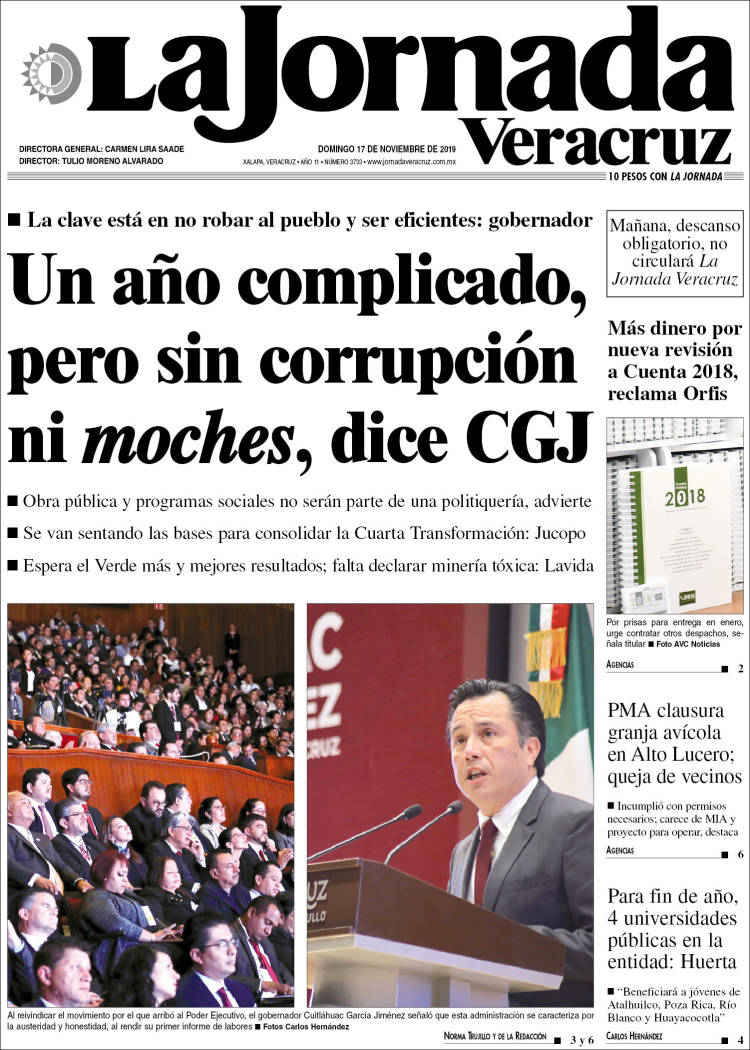 Portada de La Jornada Veracruz (M&eacute;xico)