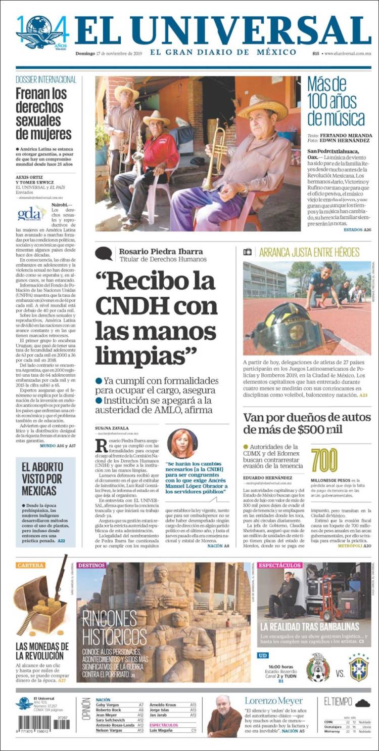 Portada de El Universal (M&eacute;xico)