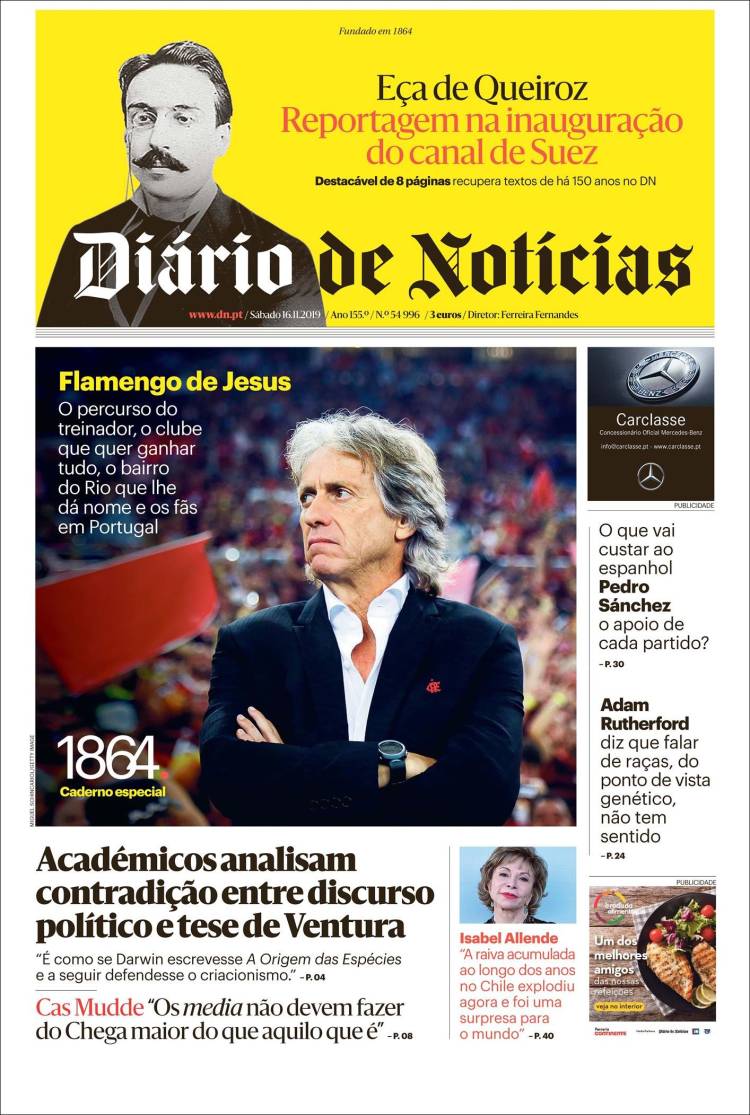 Portada de Diário de Noticias (Portugal)