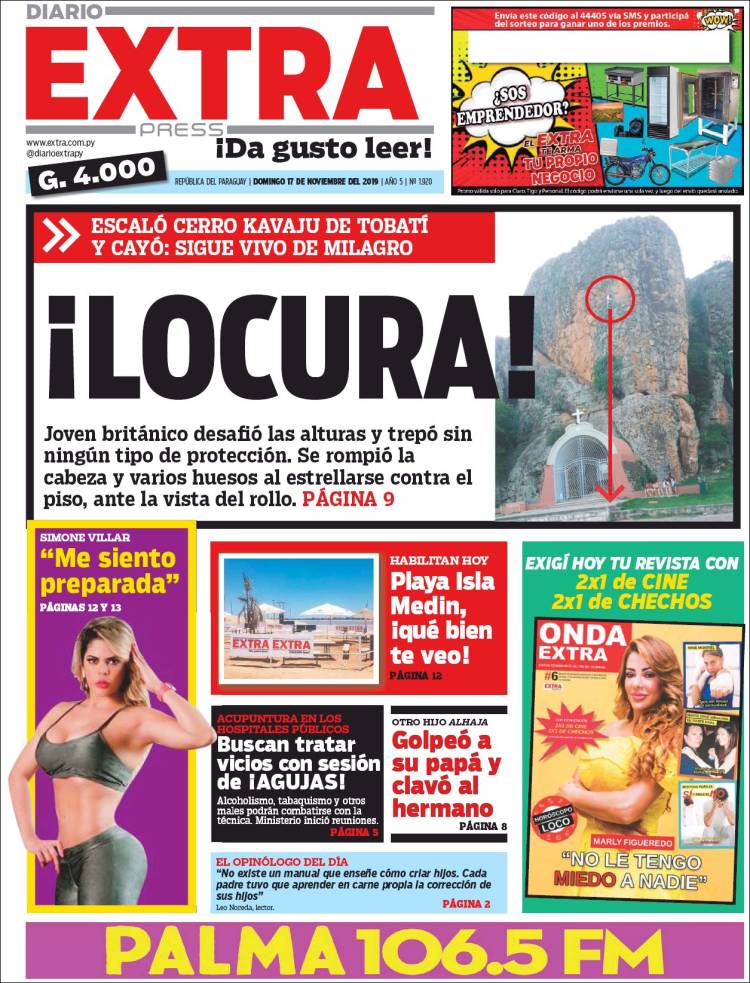 Portada de Diario Extra (Paraguay)
