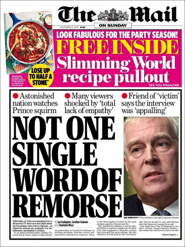 Portada de Daily Mail (Reino Unido)