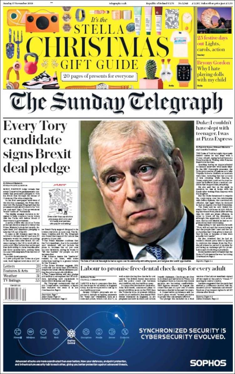 Portada de Daily Telegraph (Reino Unido)