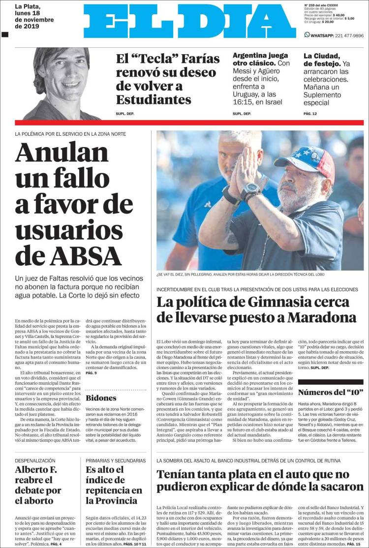 Portada de El Día de la Plata (Argentina)