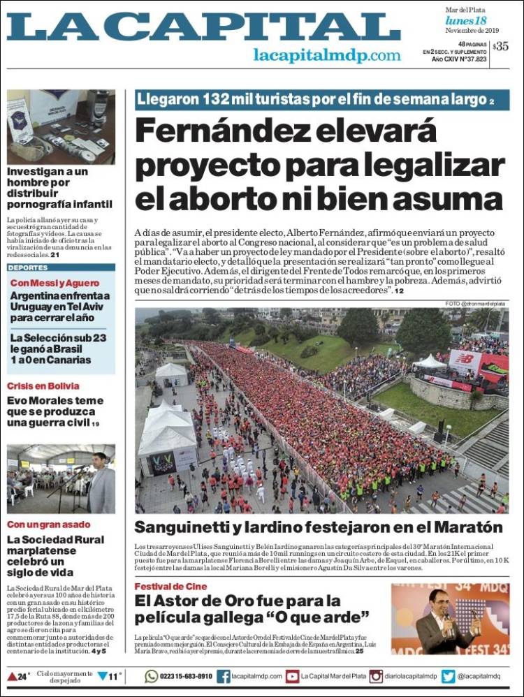 Portada de Diario La Capital - Mar del Plata (Argentina)