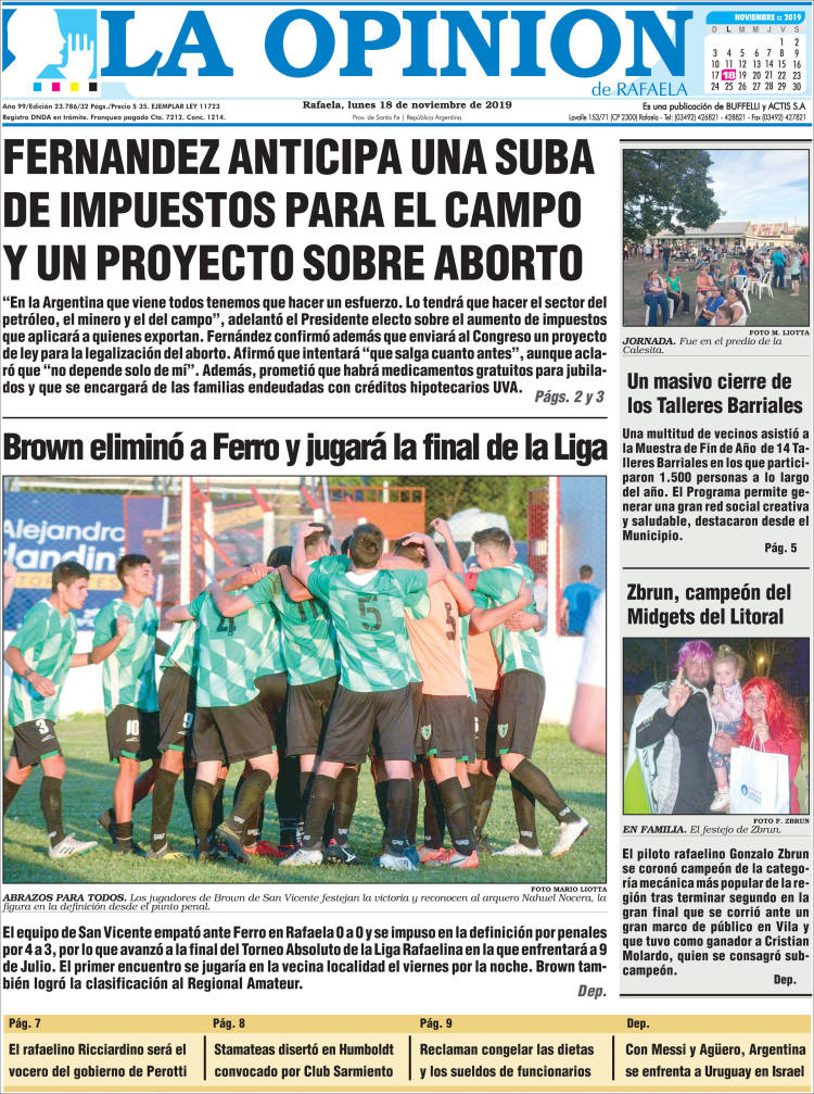 Portada de La Opinión (Argentina)