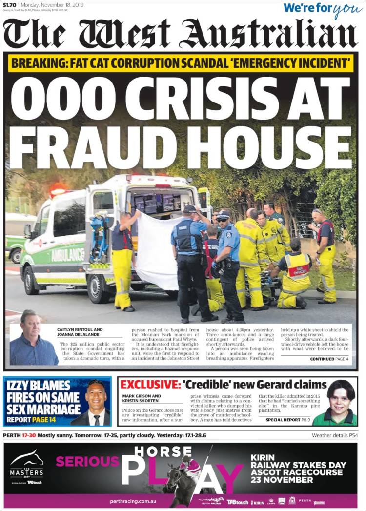 Portada de The West Australian (Australia)