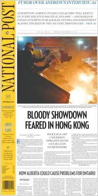 Portada de The National Post (Canadá)