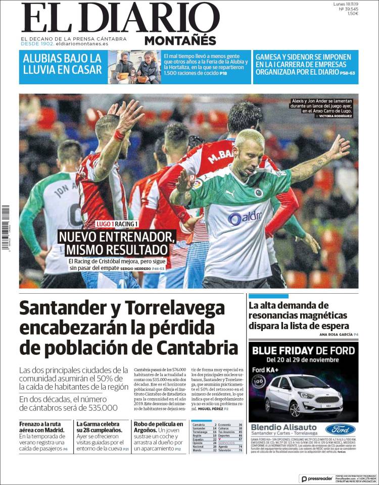 Portada de El Diario Montañés (España)