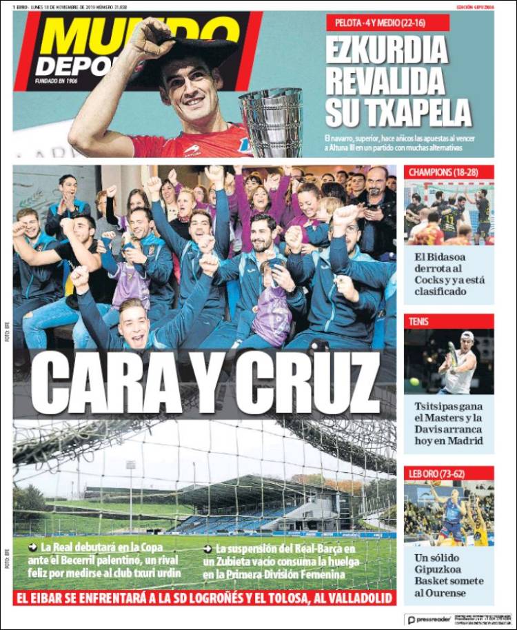 Portada de Mundo Deportivo Gipuzkoa (España)