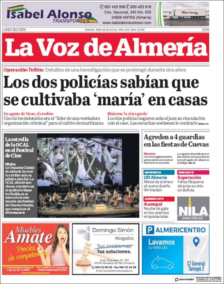 Portada de La Voz de Almería (España)