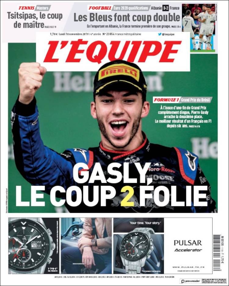 Portada de L'Equipe (Francia)