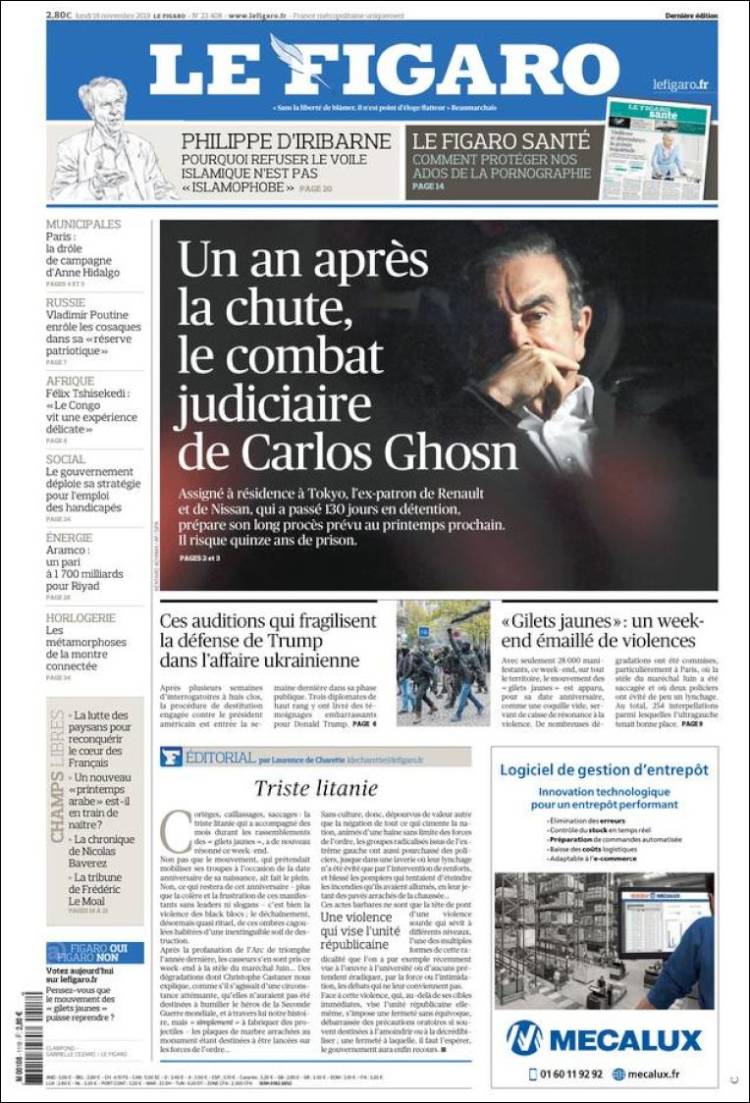 Portada de Le Figaro (Francia)