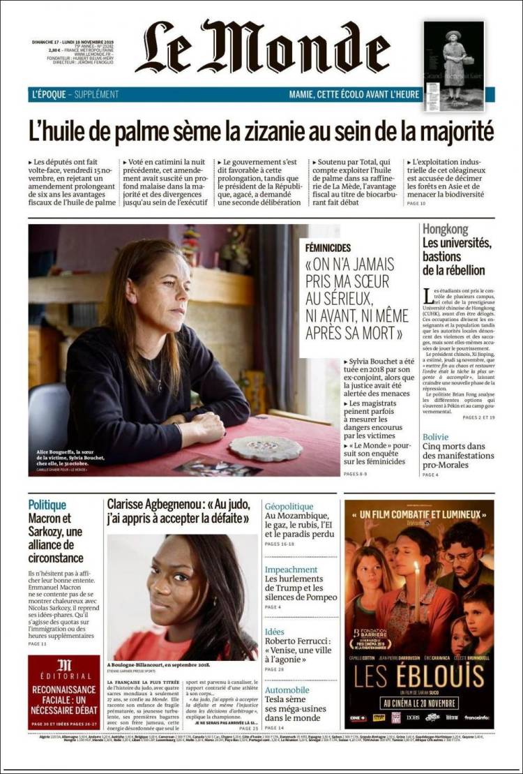 Portada de Le Monde (Francia)