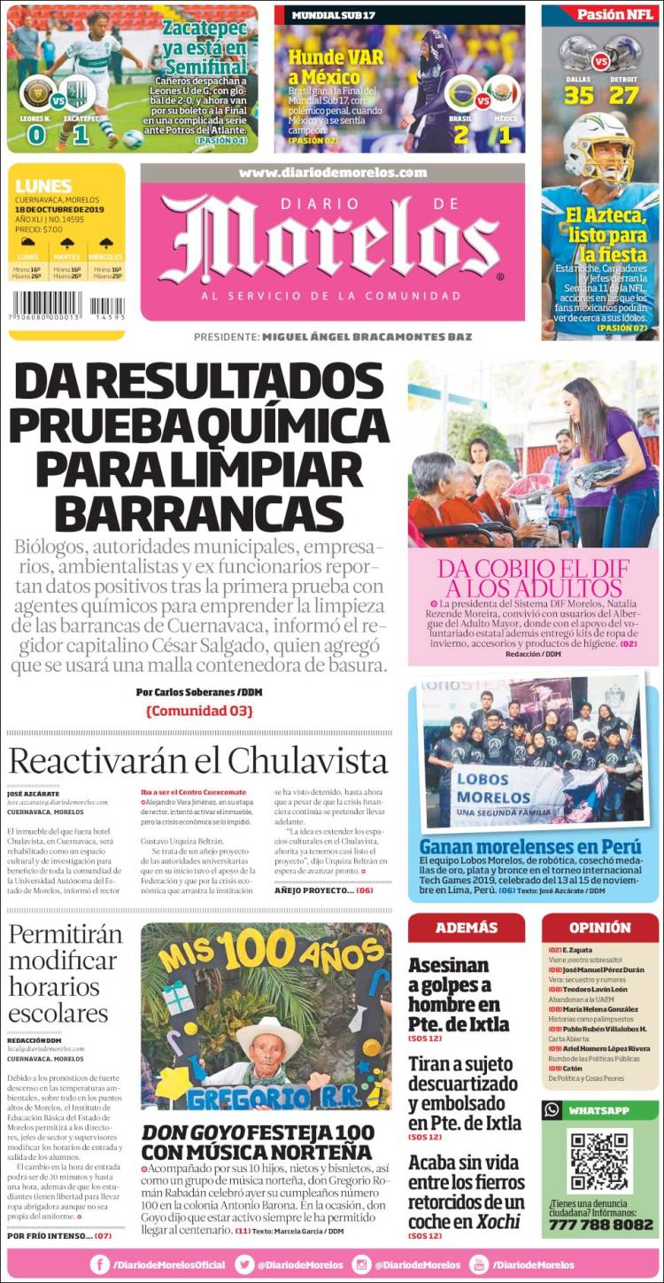 Portada de Diario de Morelos (México)